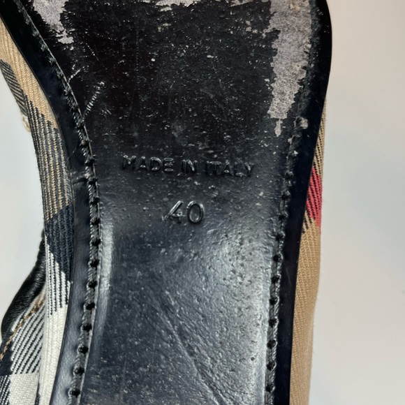 BURBERRY Canvas Leather Buckle Bridle Housecheck Falconry Ballerina Flats- EU 40 - Picture 8 of 9